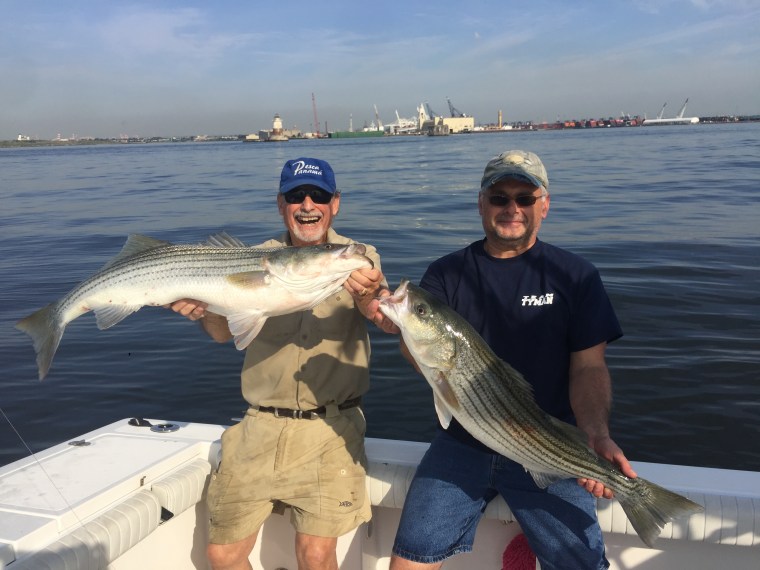 Alex & Al with Hudson stripers.JPG
